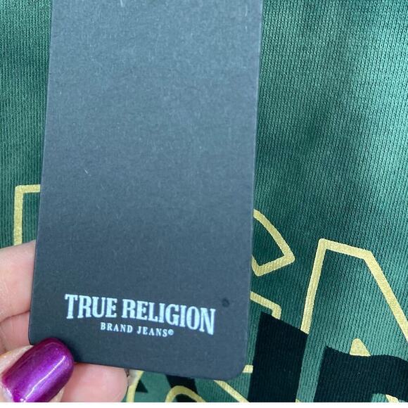 True Religion Logo Crewneck Sweatshirt Duck Green Camouflage Size 2XL - Picture 6 of 10